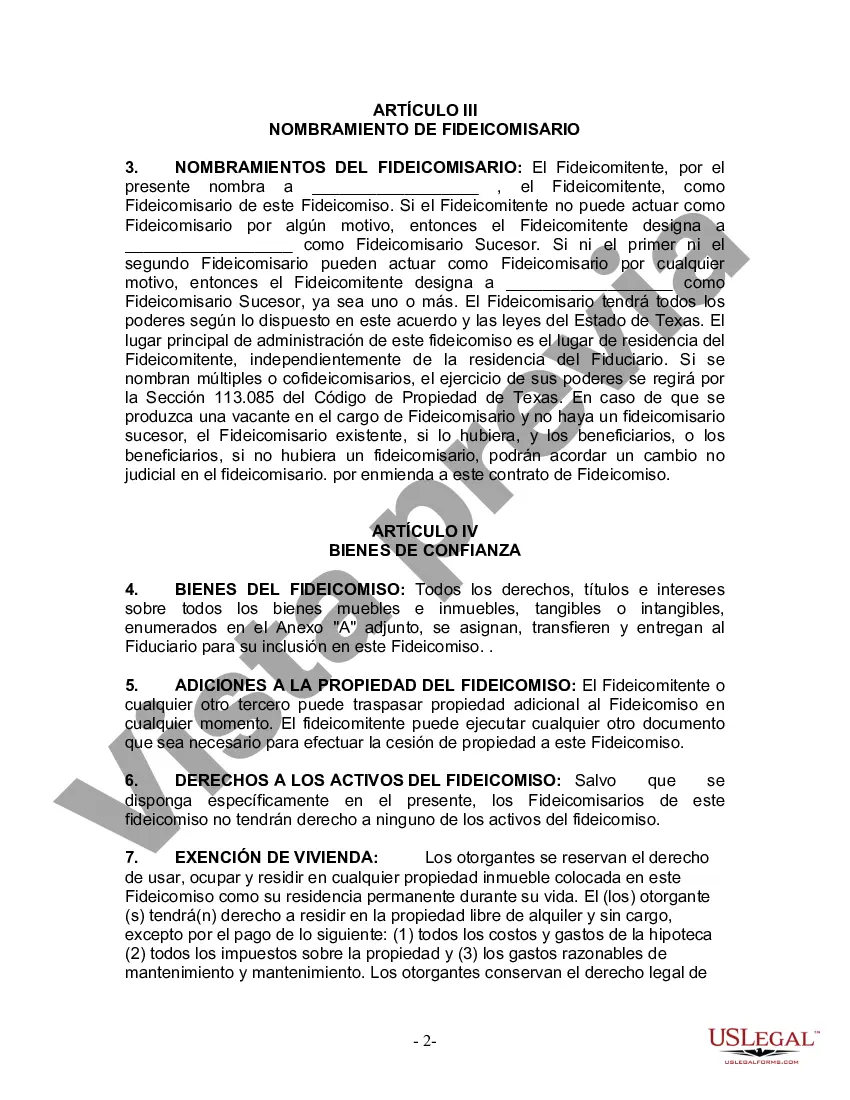 Preview Fideicomiso en Vida para Individuos Solteros, Divorciados o Viudos o Viudos con Hijos