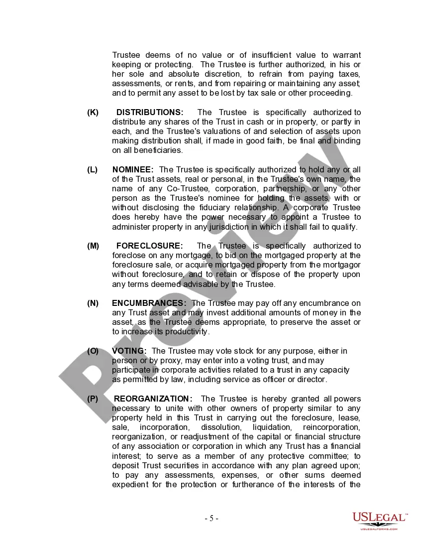 Preview Living Trust for Individual Who is Single, Divorced or Widow or Widower with Children