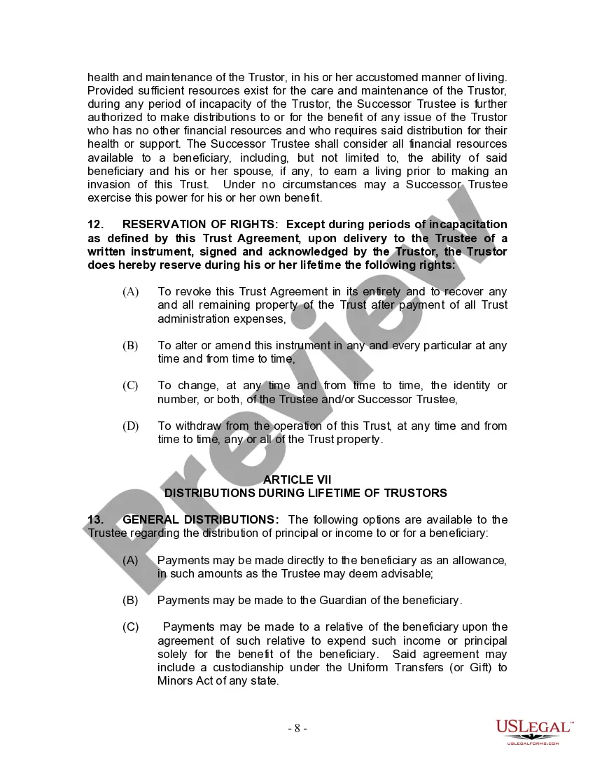 Preview Living Trust for Individual Who is Single, Divorced or Widow or Widower with Children