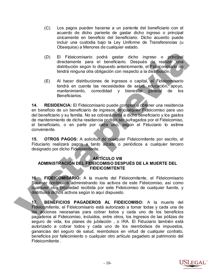 Preview Fideicomiso en vida para esposo y esposa con un hijo