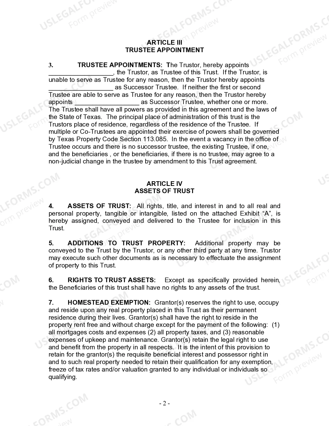 Preview Living Trust for Husband and Wife with One Child