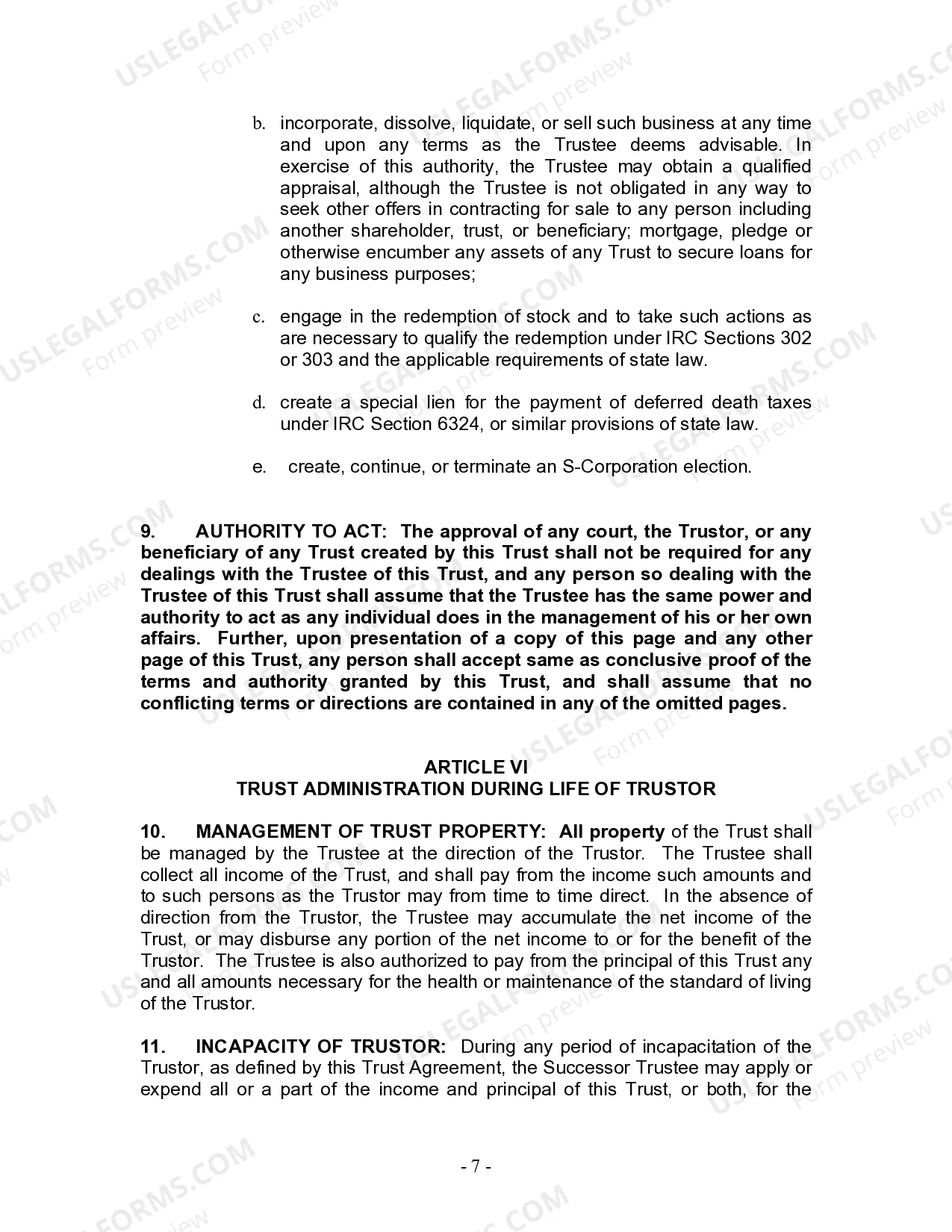 Preview Living Trust for Husband and Wife with One Child