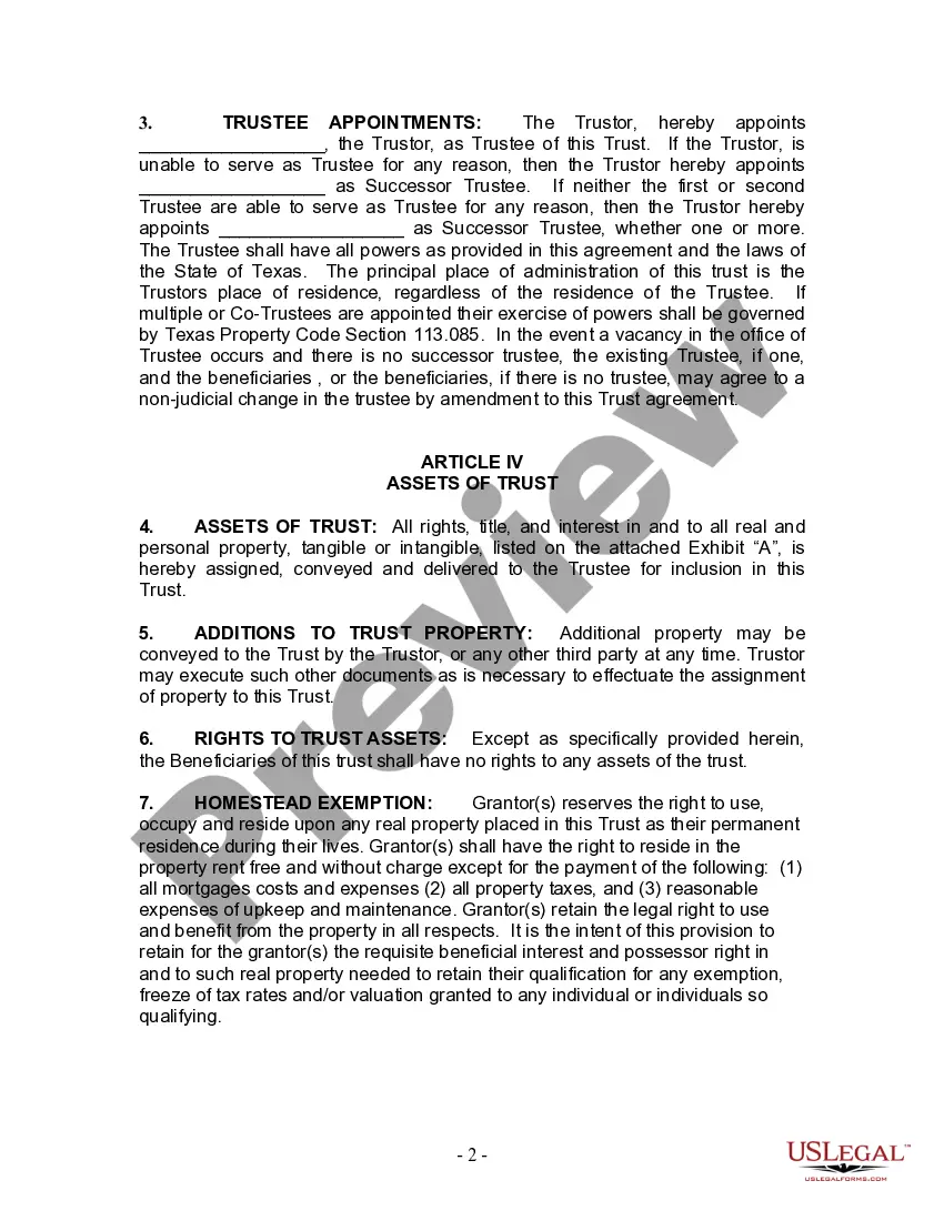 Preview Living Trust for Husband and Wife with Minor and or Adult Children