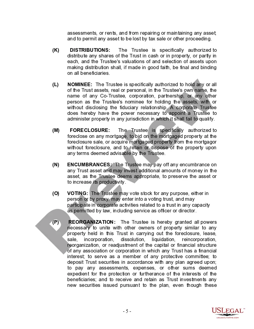 Preview Living Trust for Husband and Wife with Minor and or Adult Children