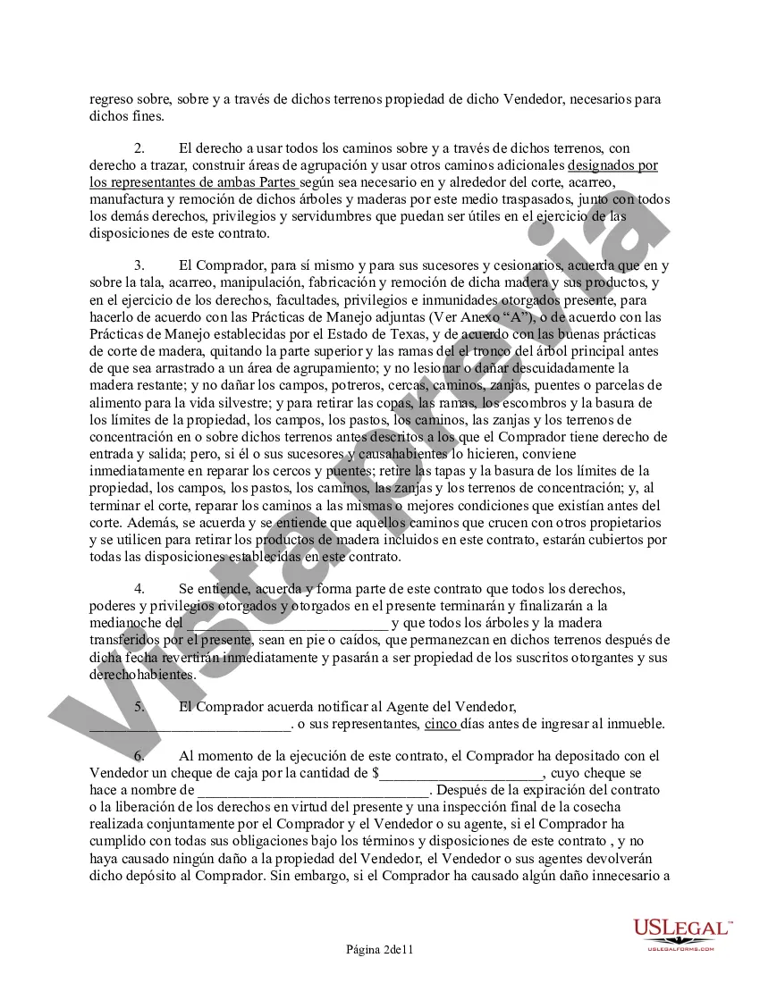 Preview Contrato de venta de madera de Texas