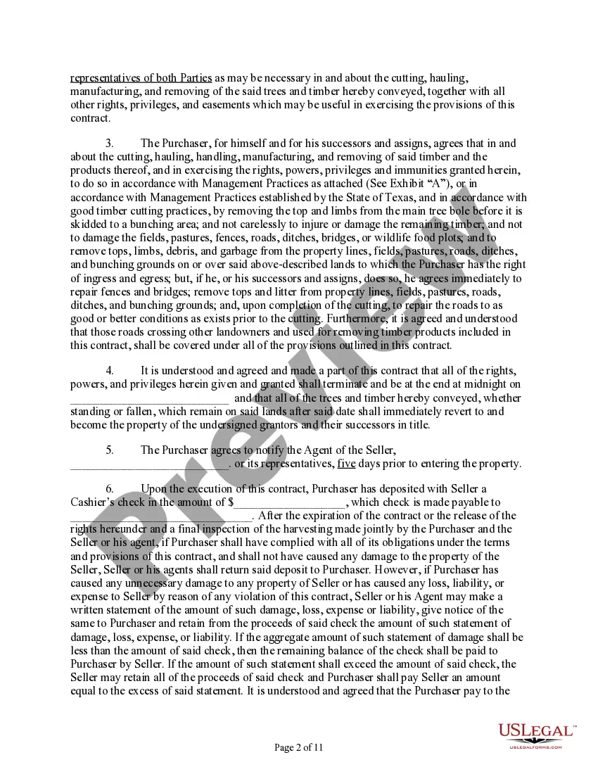 Preview Texas Timber Sale Contract