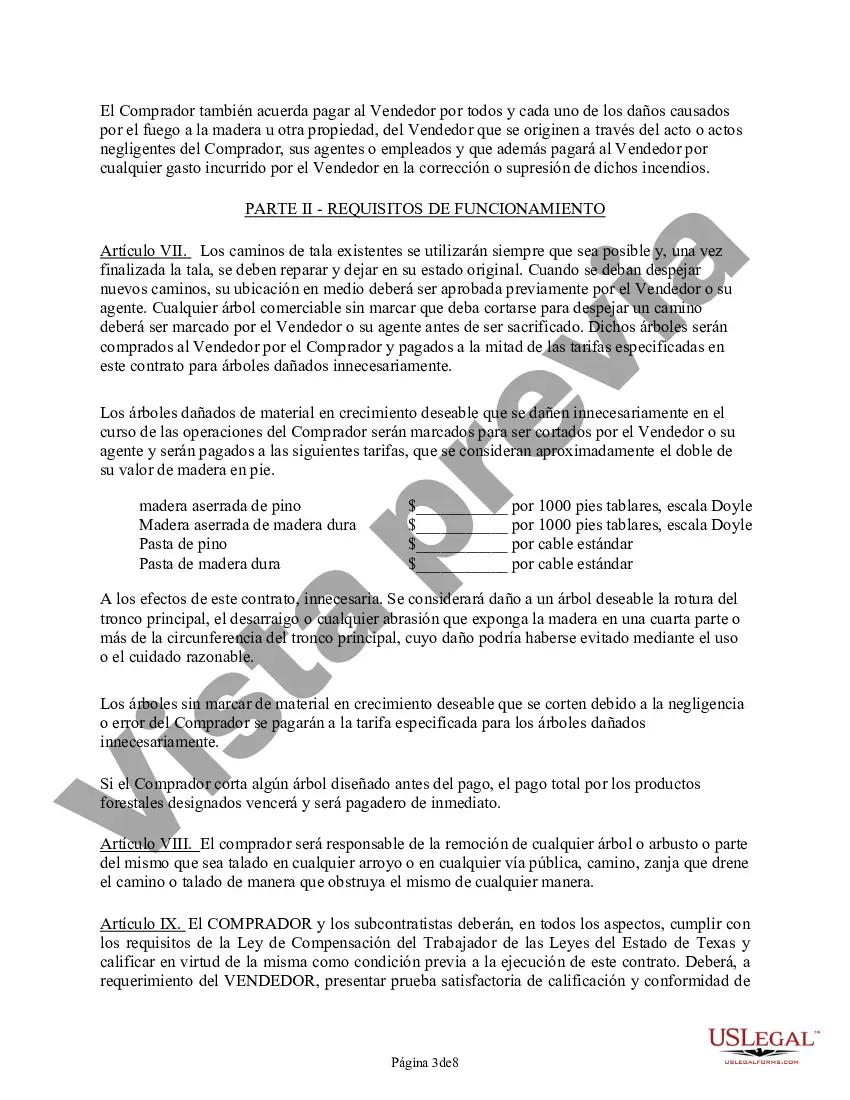 Preview Contrato de venta de madera de productos forestales de Texas