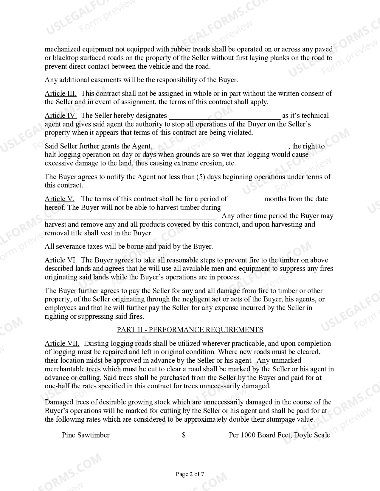 Preview Texas Forest Products Timber Sale Contract