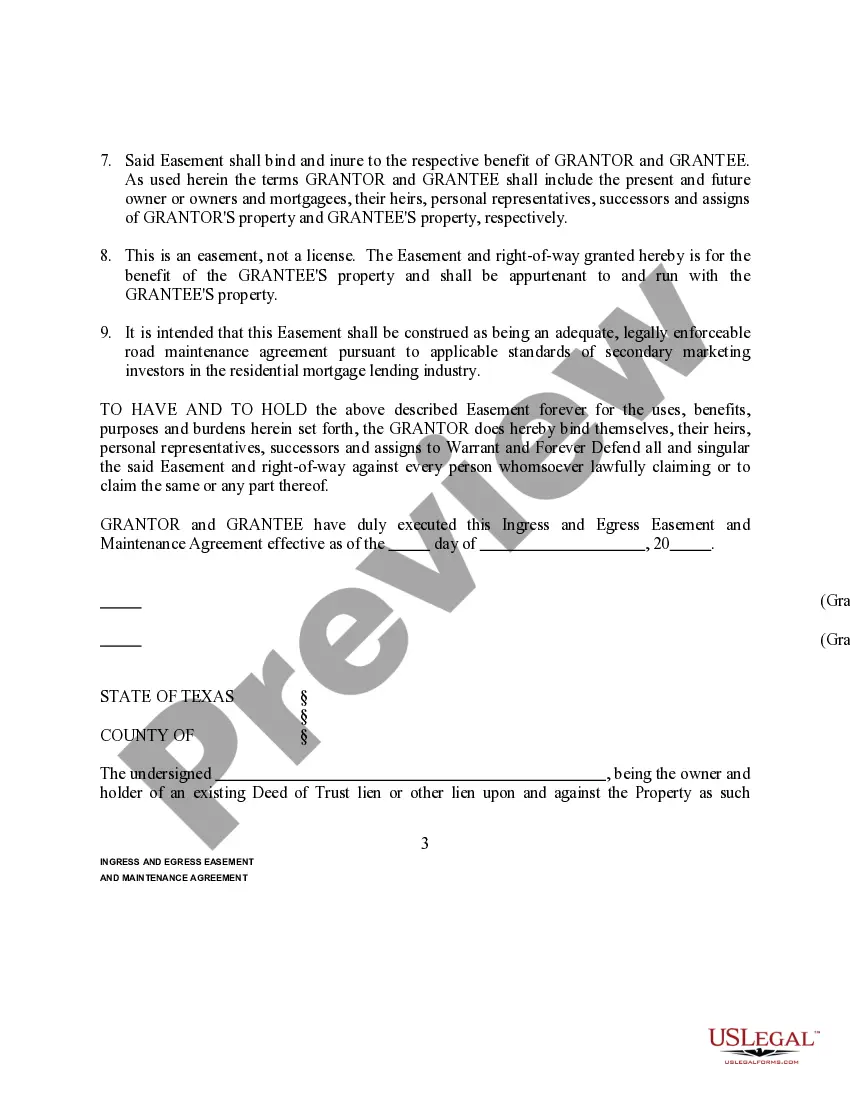 Preview Ingress and Egress Easement and Maintenance Agreement