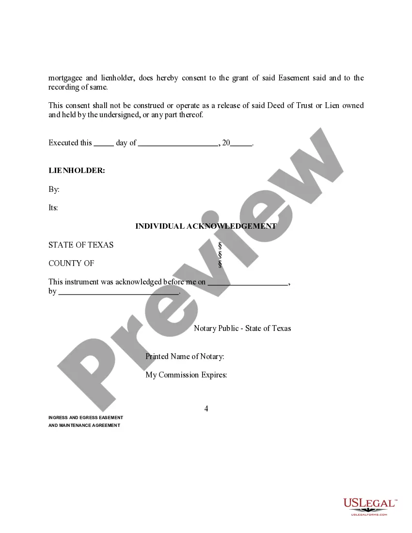 Preview Ingress and Egress Easement and Maintenance Agreement
