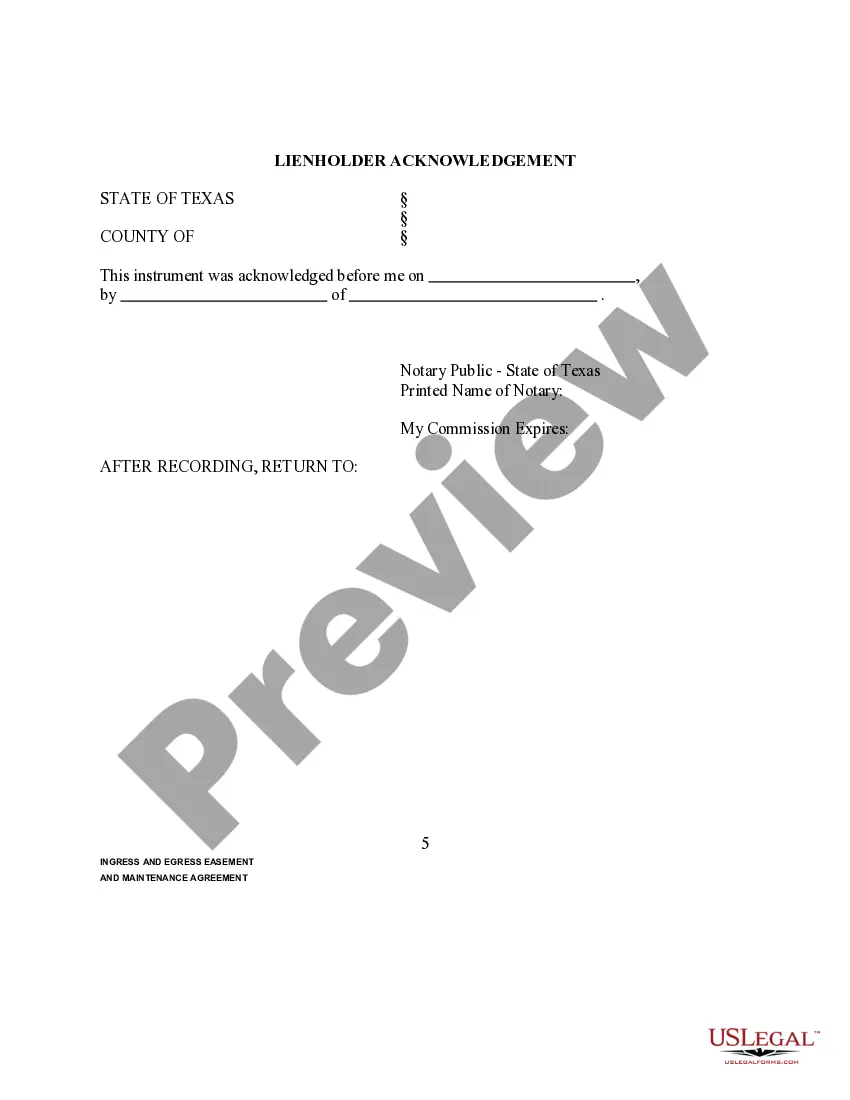 Preview Ingress and Egress Easement and Maintenance Agreement