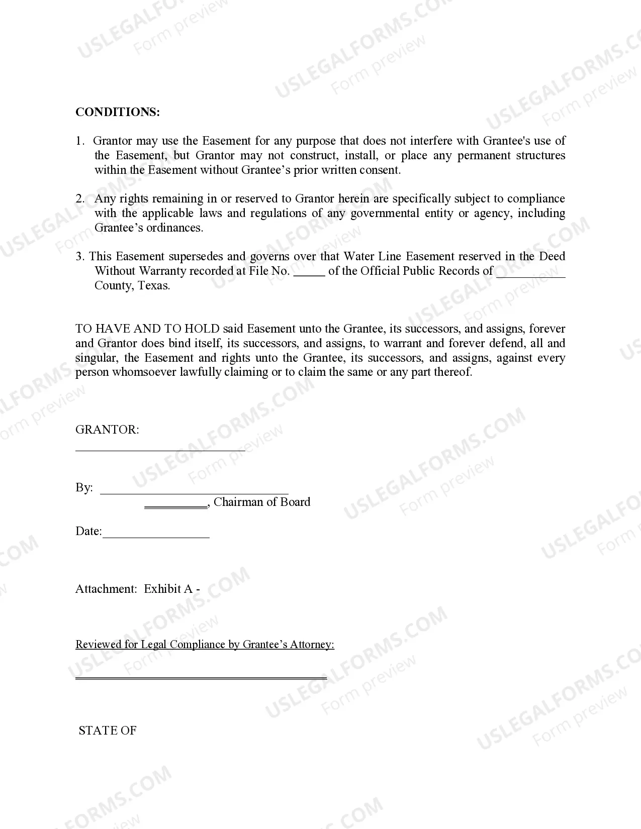 Preview Easement for Water and Wastewater