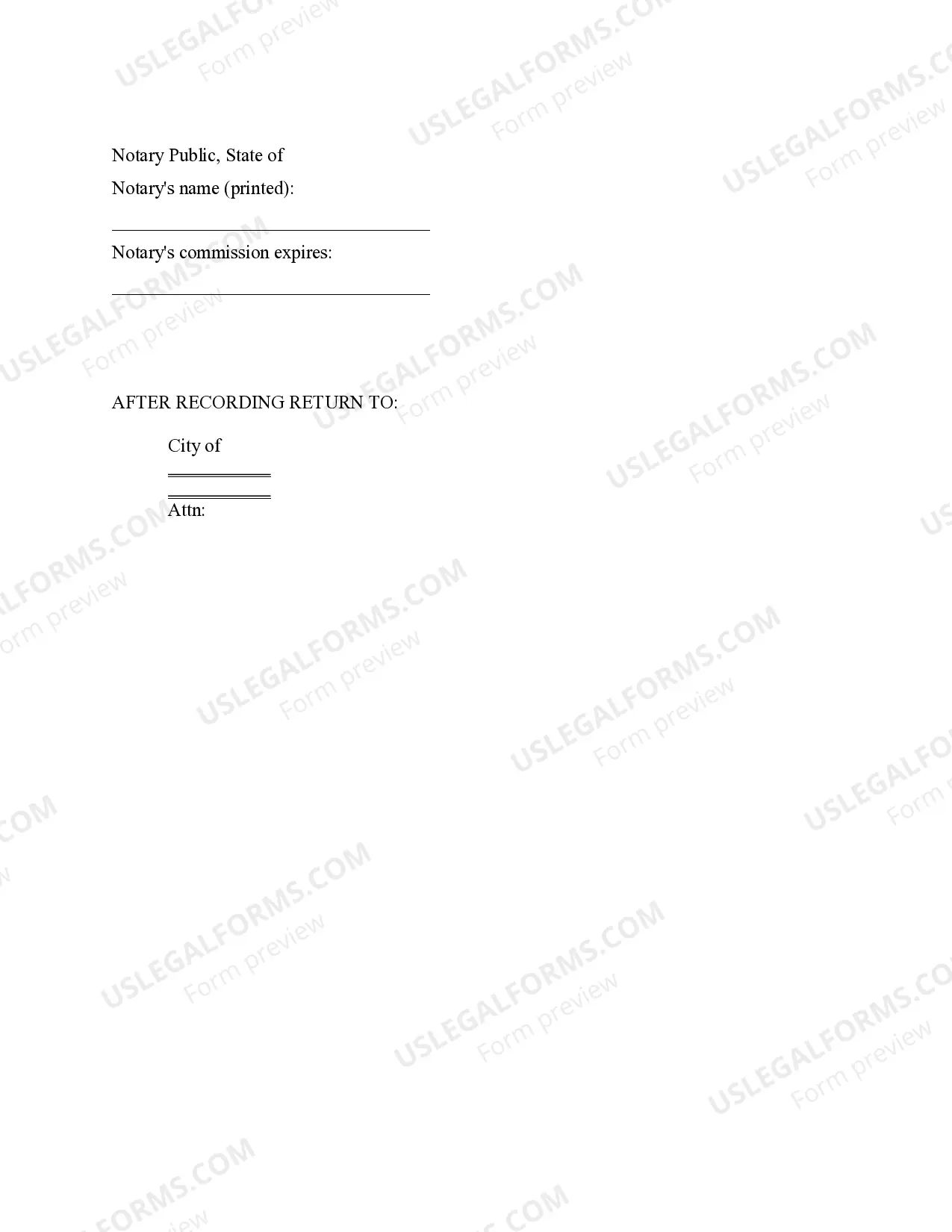 Preview Easement for Water and Wastewater