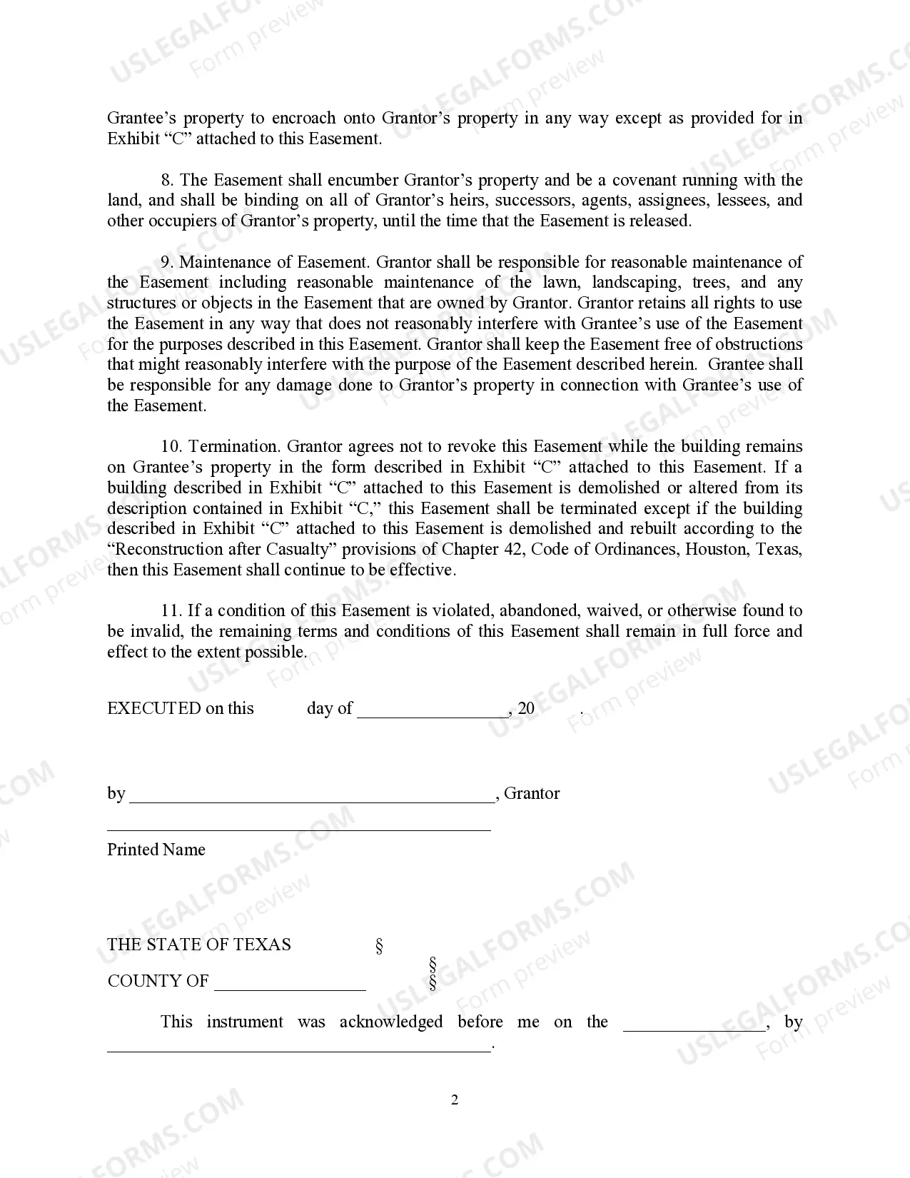 Preview Construction and Maintenance Easement