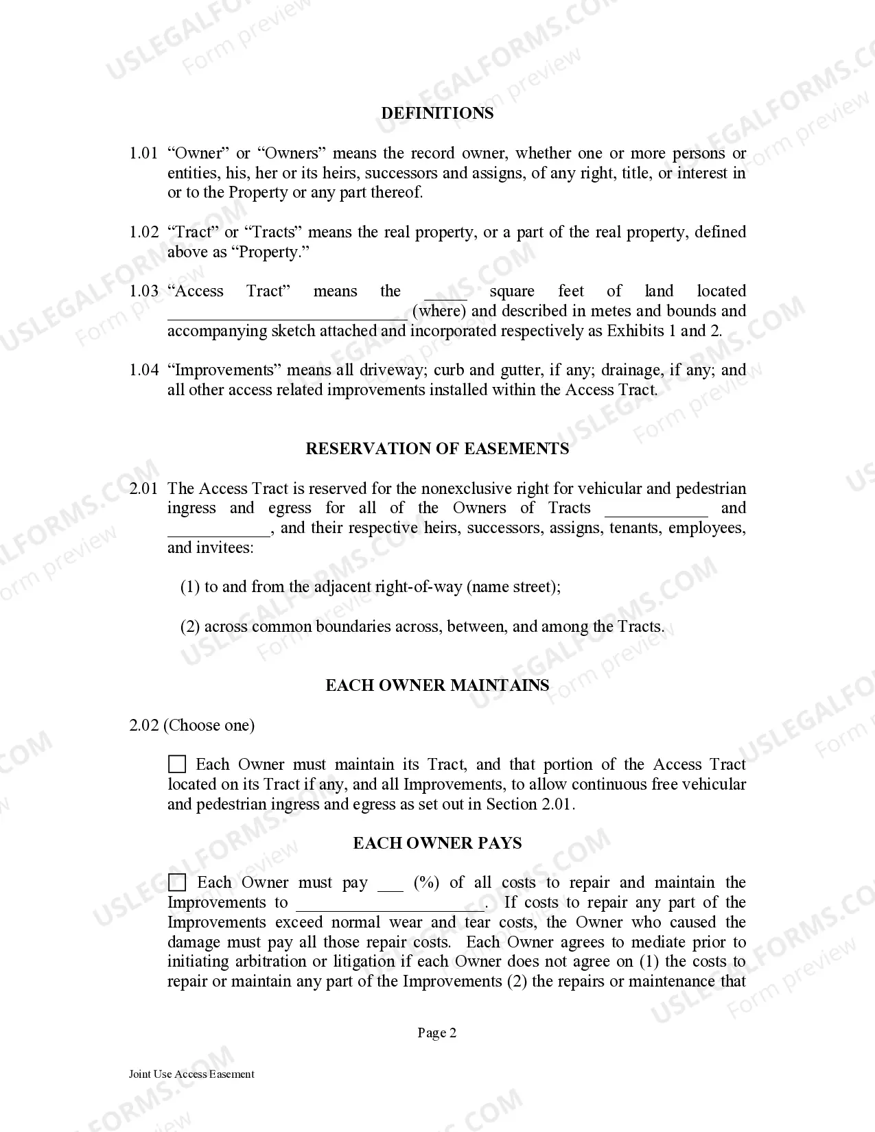 Preview Joint Access Easement