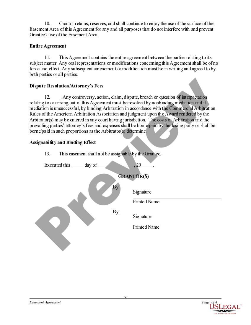 Fort Worth Texas Easement Agreement for Perimeter Fence US Legal Forms