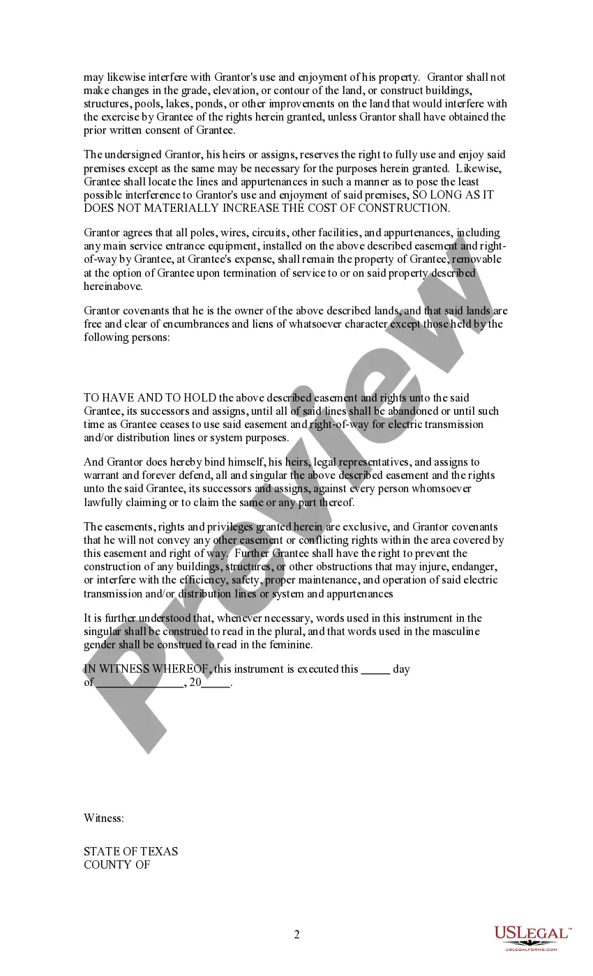 Get Right of Way Easement for Construction Improvements to Electrical Distribution Lines Preview Right of Way Easement for Construction Improvements to Electrical Distribution Lines