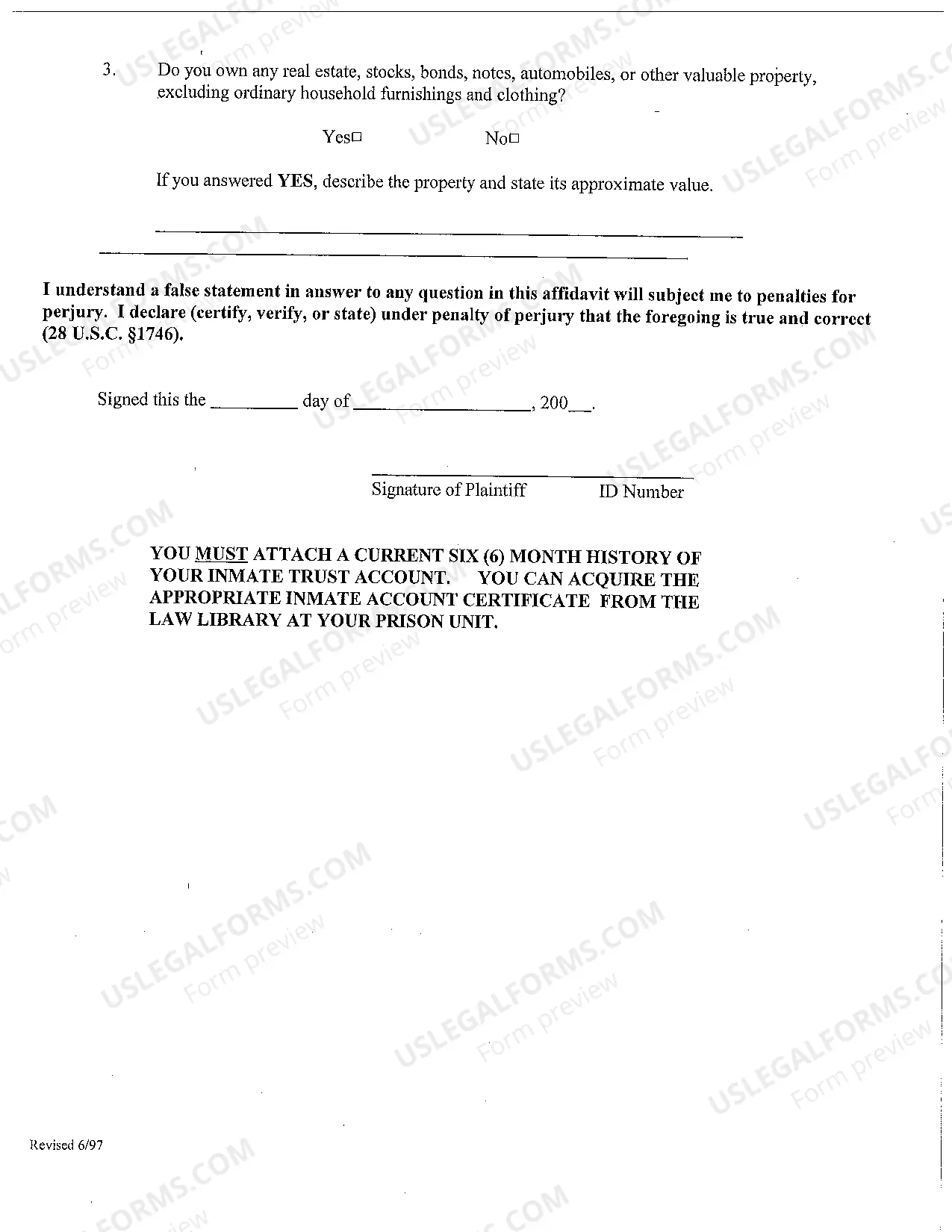 Preview Motion to Proceed In Forma Pauperis - Prisoner