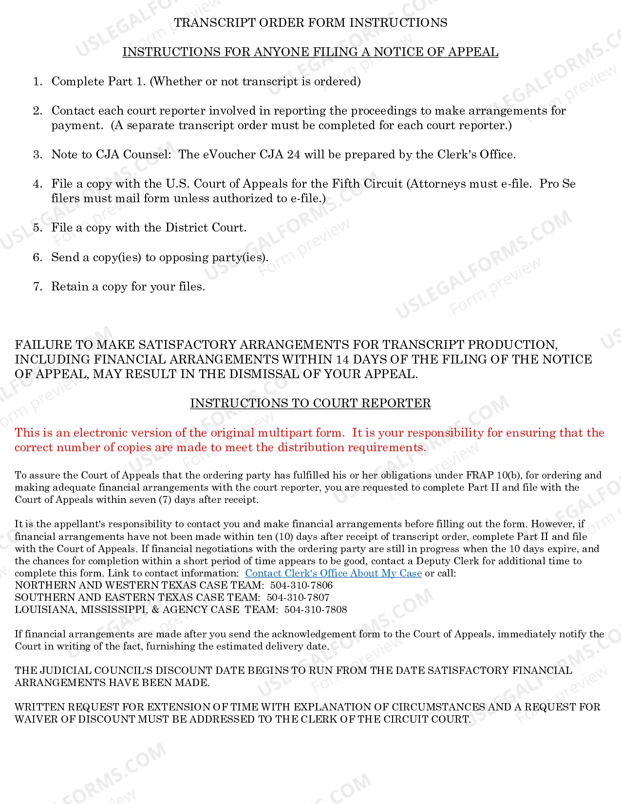 Preview Transcript Order for Appeal