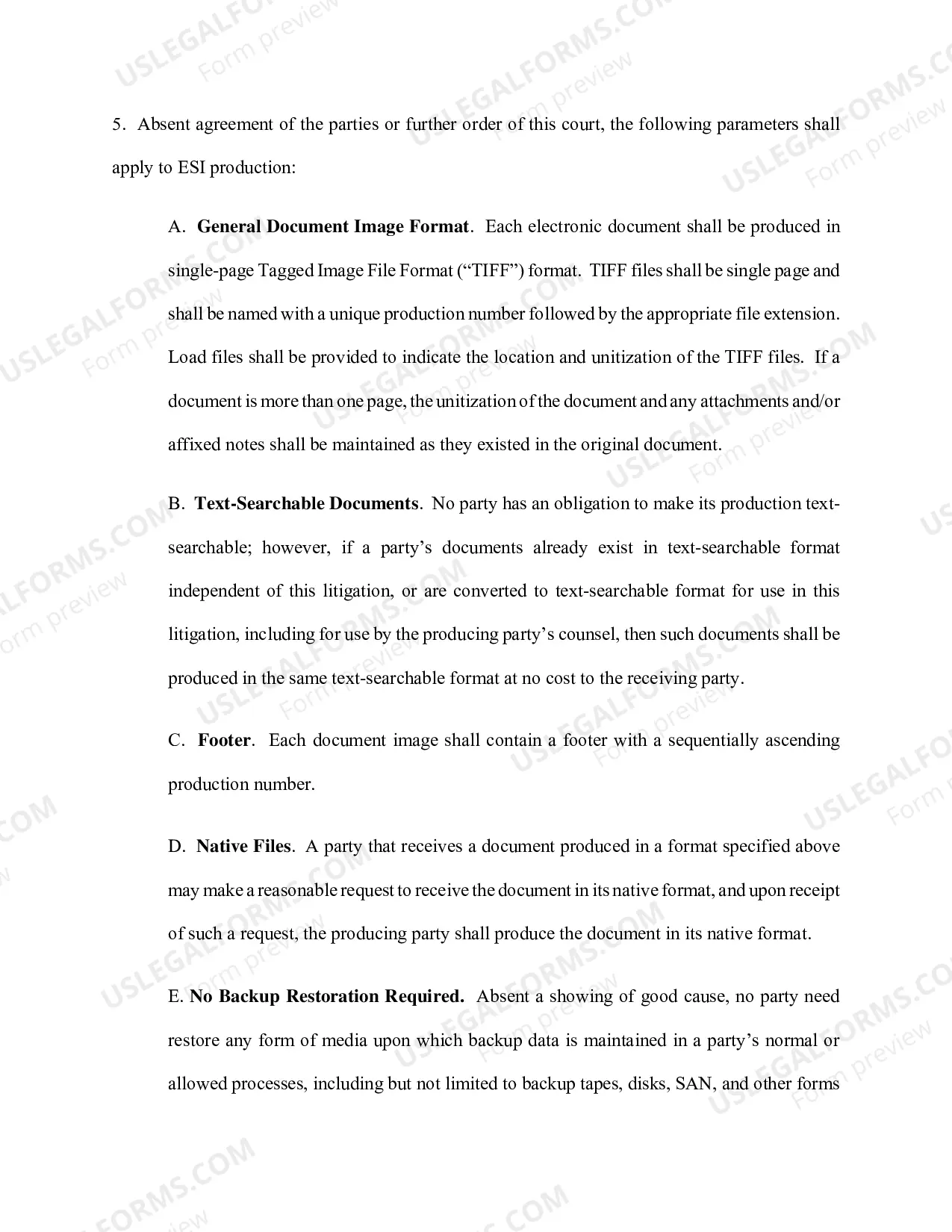 Preview Order Regarding E-Discovery in Patent Cases