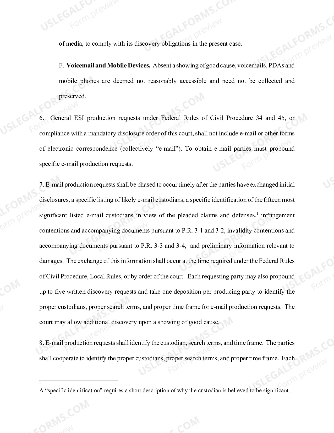 Preview Order Regarding E-Discovery in Patent Cases