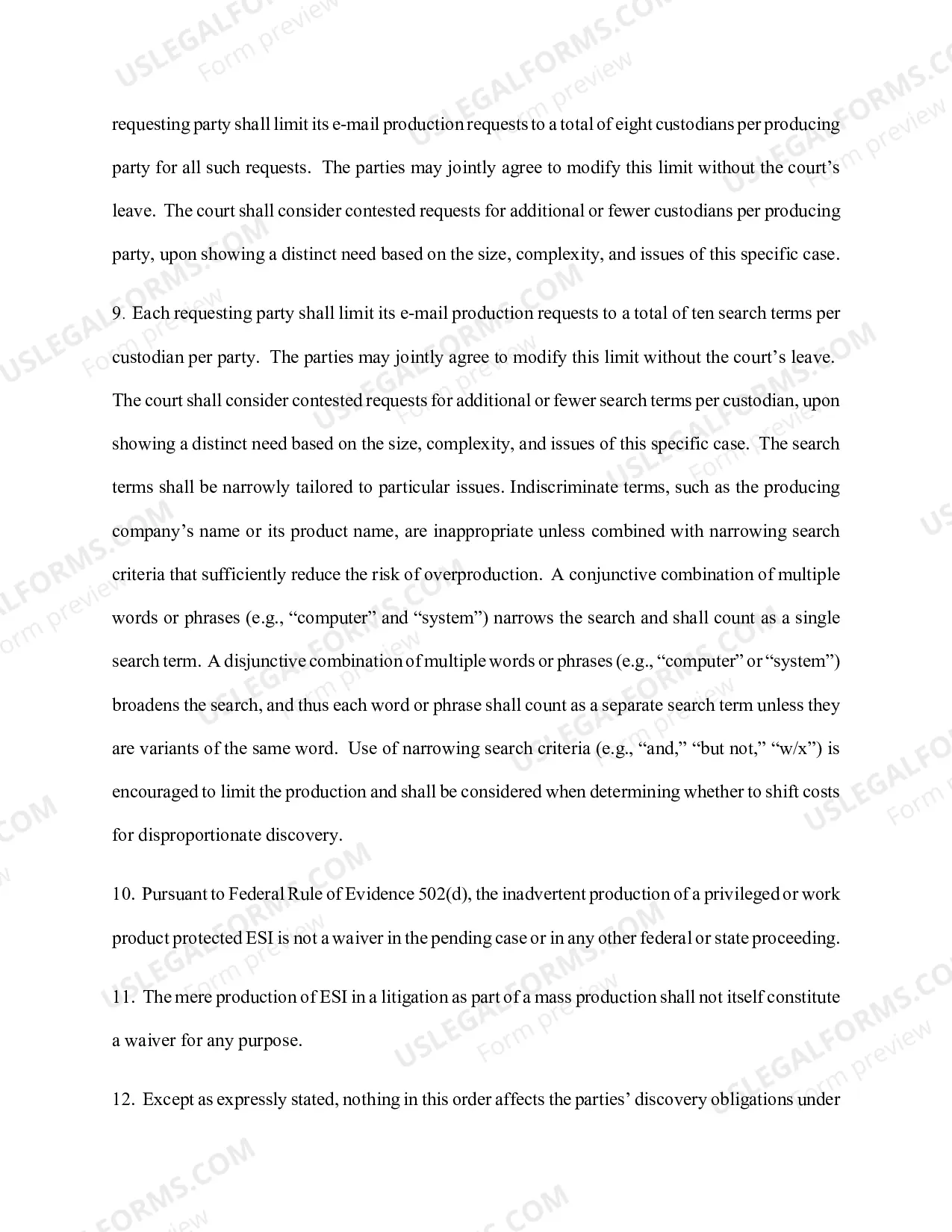 Preview Order Regarding E-Discovery in Patent Cases