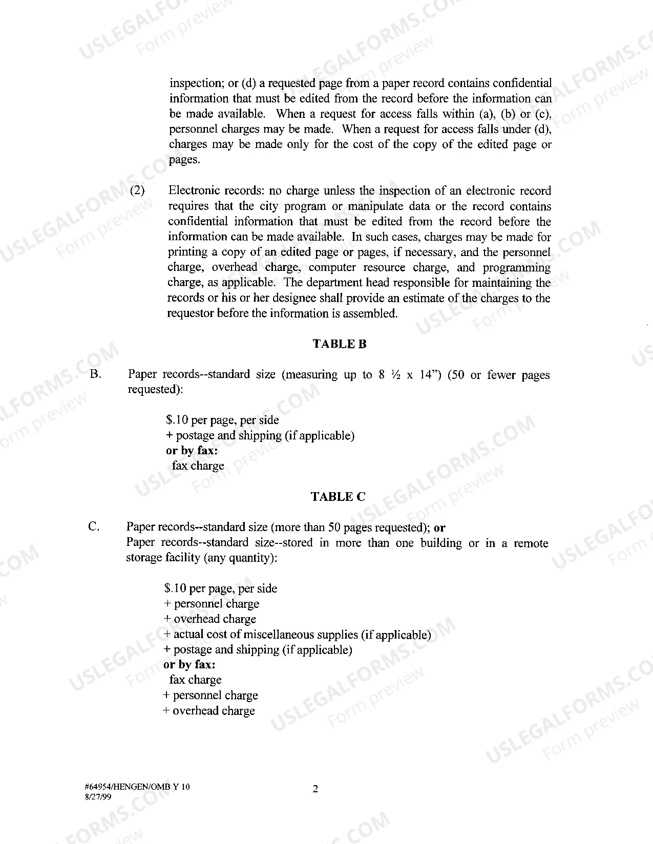 Preview Charges for Records Requests