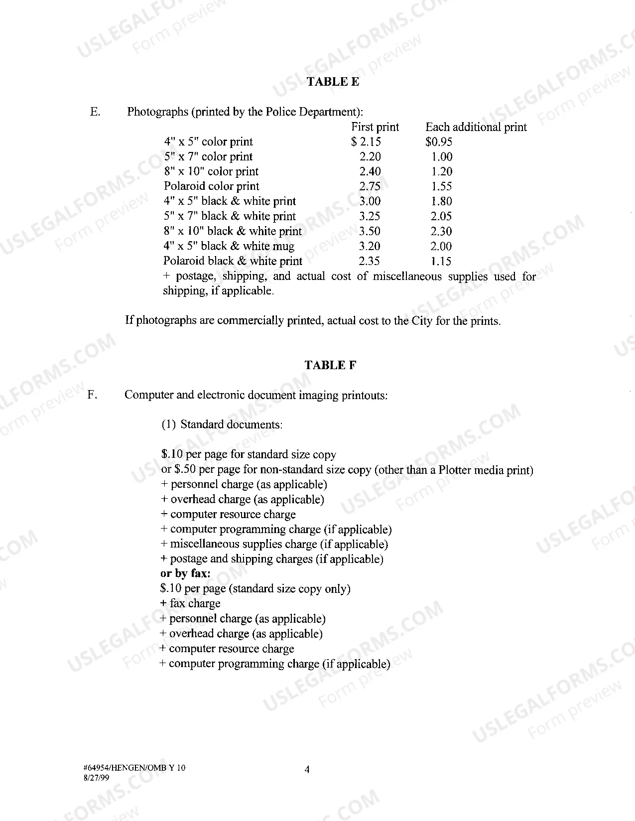 Preview Charges for Records Requests