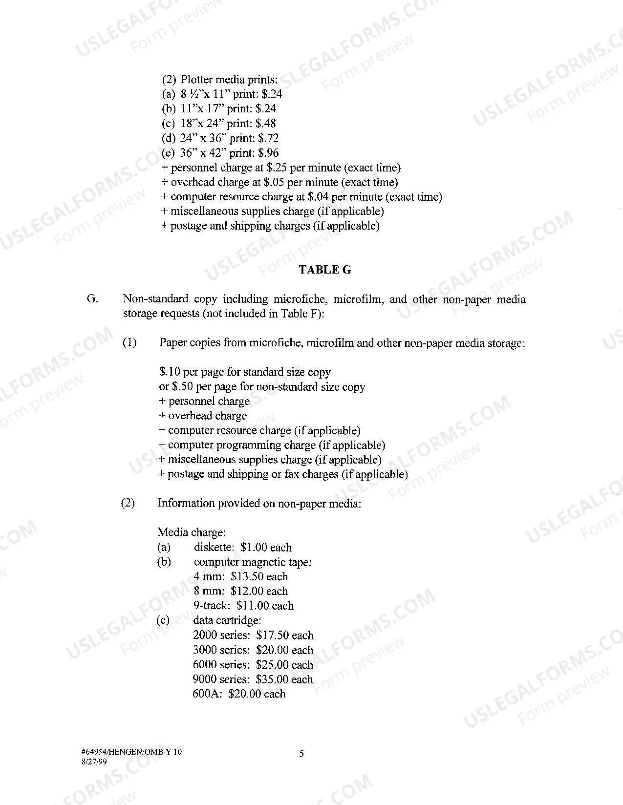 Preview Charges for Records Requests