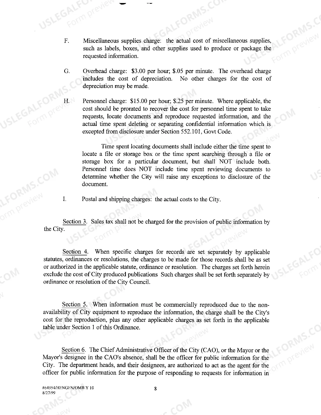 Preview Charges for Records Requests