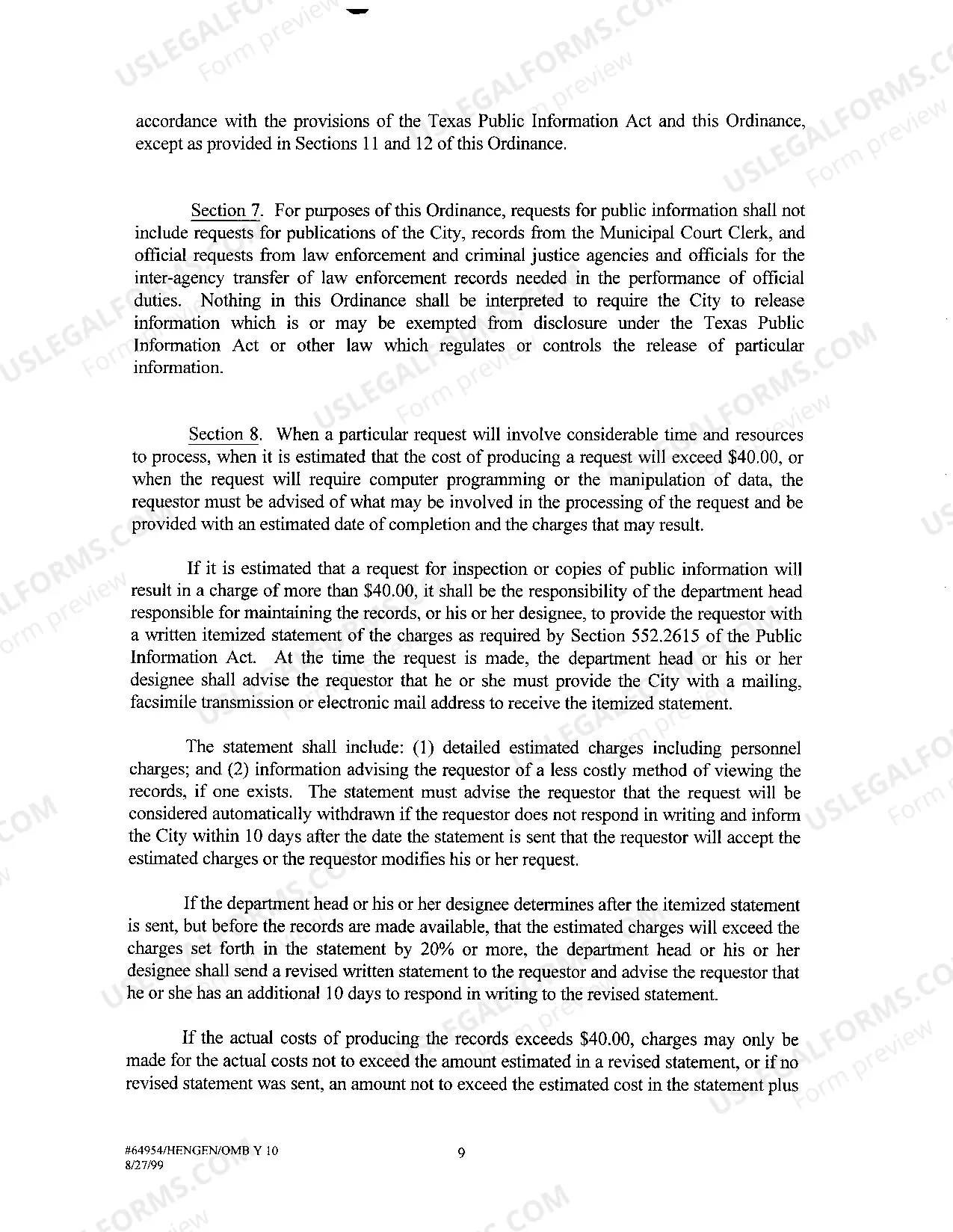Preview Charges for Records Requests