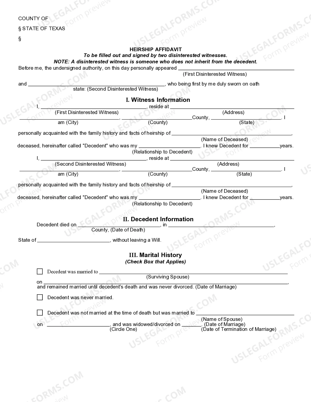 Preview Small Estate Affidavit for Estates