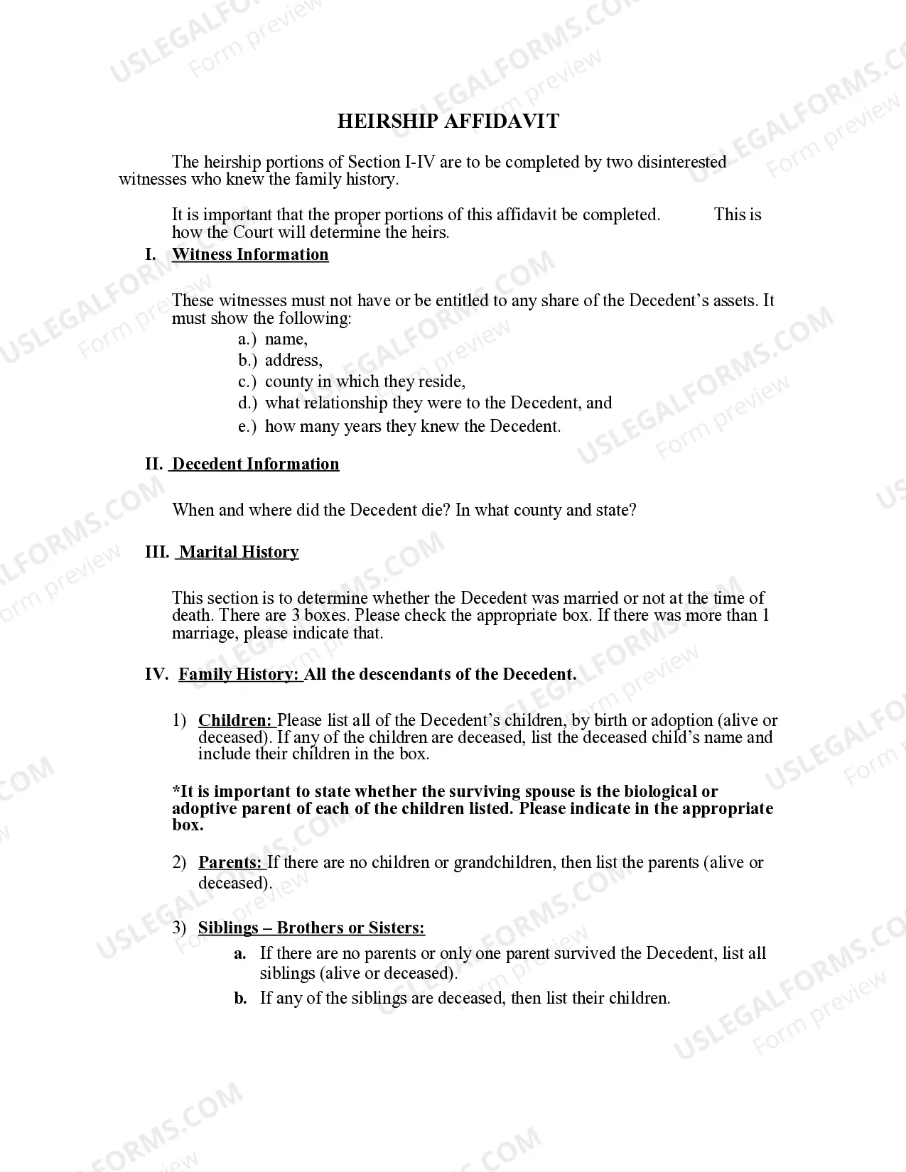 Preview Small Estate Affidavit for Estates