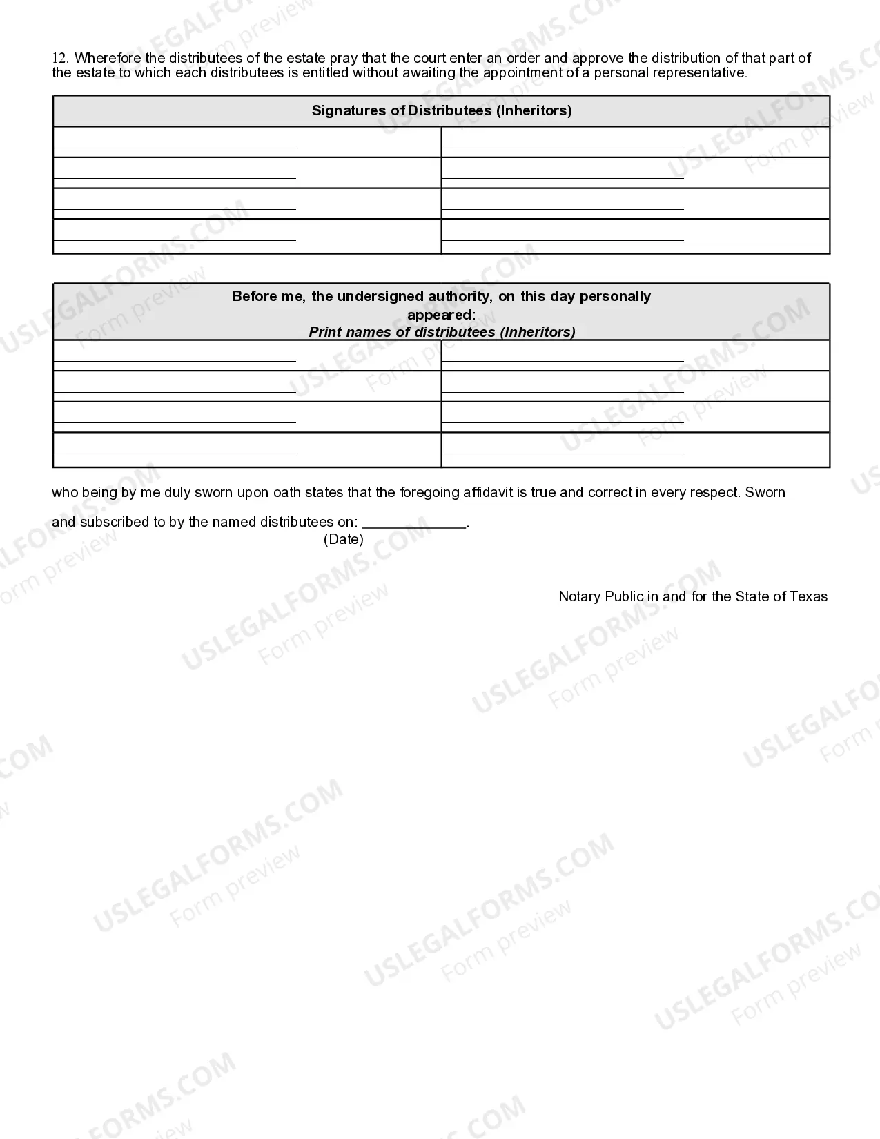 Preview Small Estate Affidavit for Estates