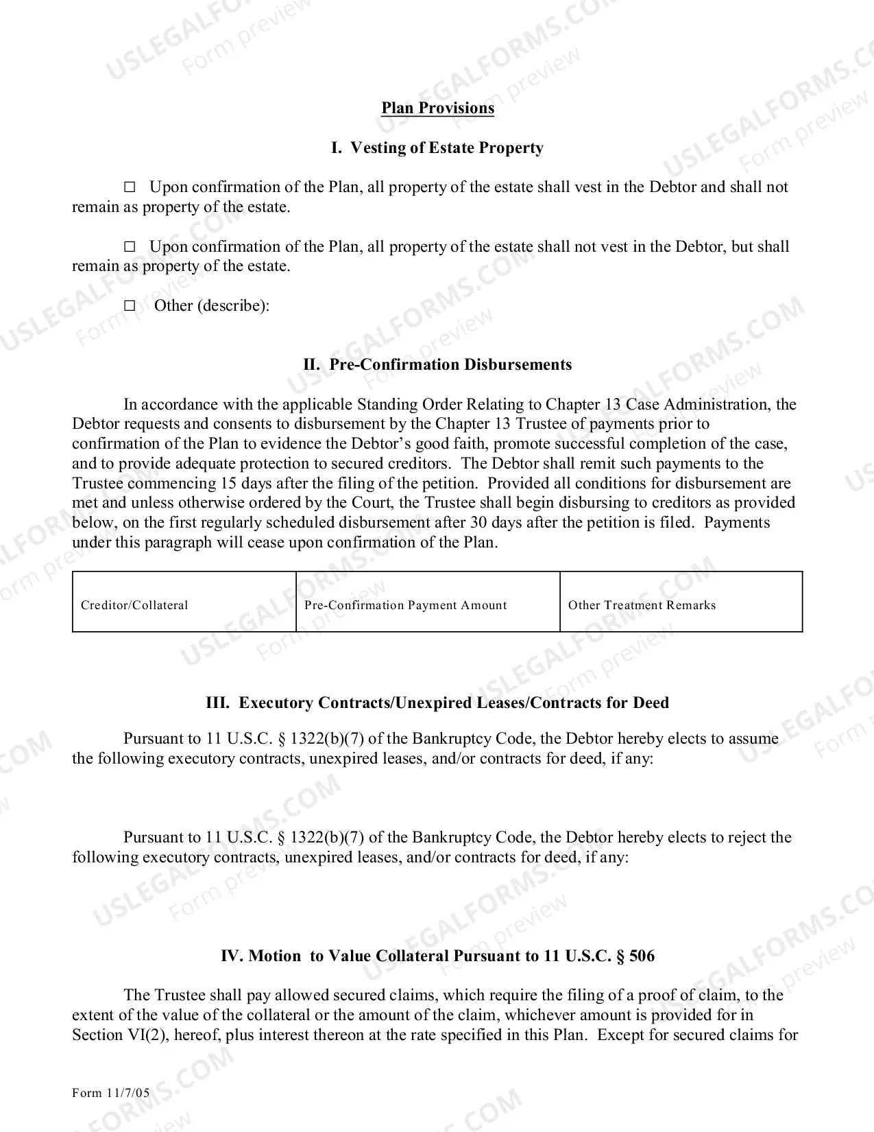 Preview Chapter 13 Plan Form - Waco Division (Effective for cases filed prior to November 1, 2017)