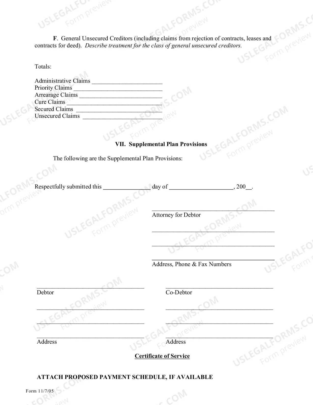 Preview Chapter 13 Plan Form - Waco Division (Effective for cases filed prior to November 1, 2017)