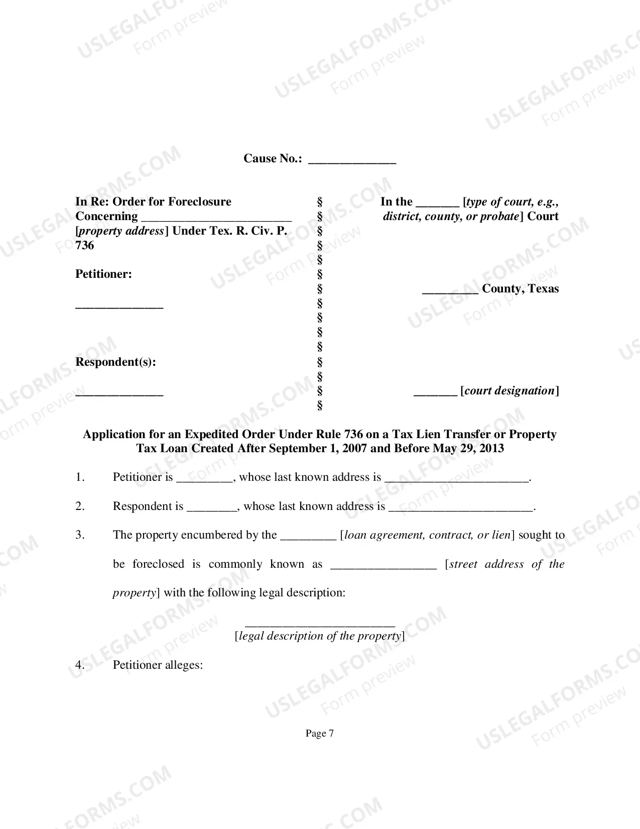 Preview Expedited Foreclosure Forms
