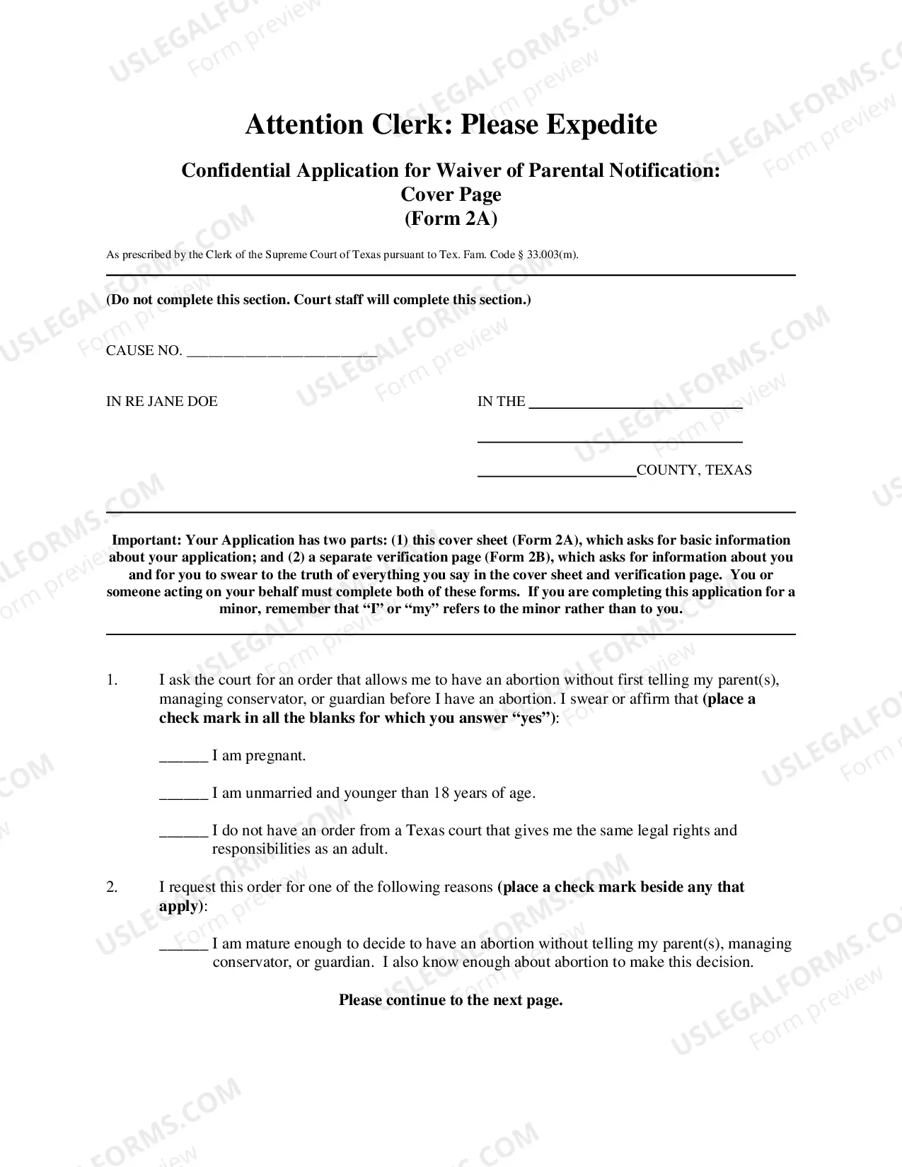 Preview Parental Notification Forms