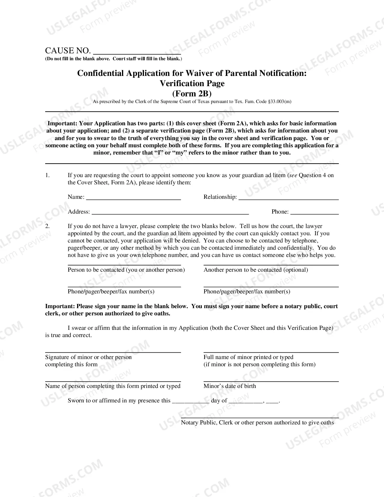 Preview Parental Notification Forms