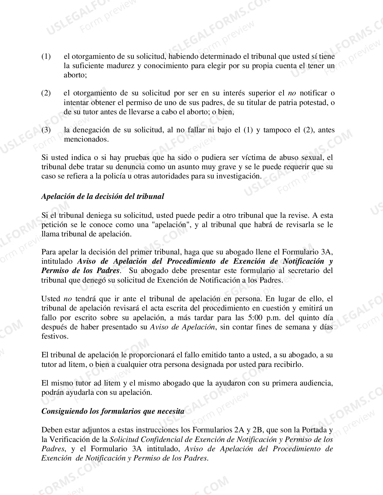 Preview Parental Notification Forms -Spanish