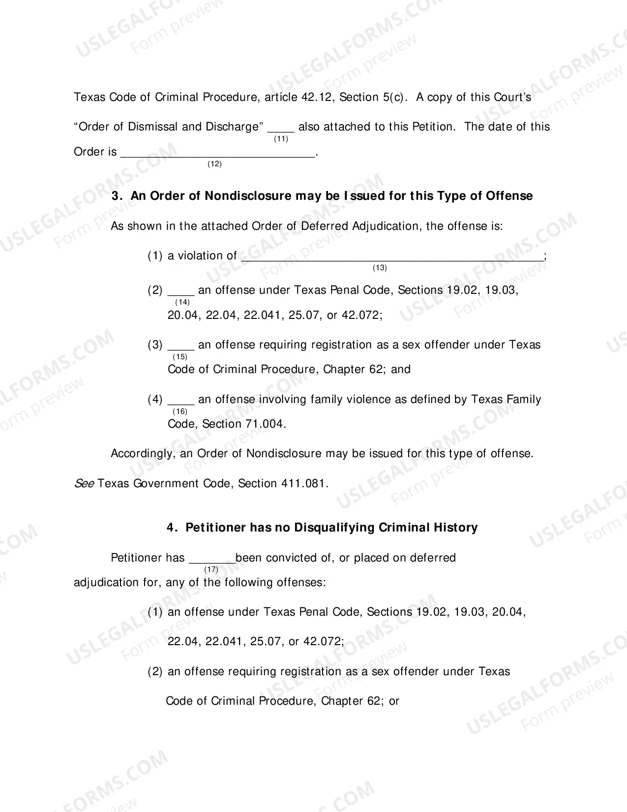 Preview Petition for Order of Non-Disclosure