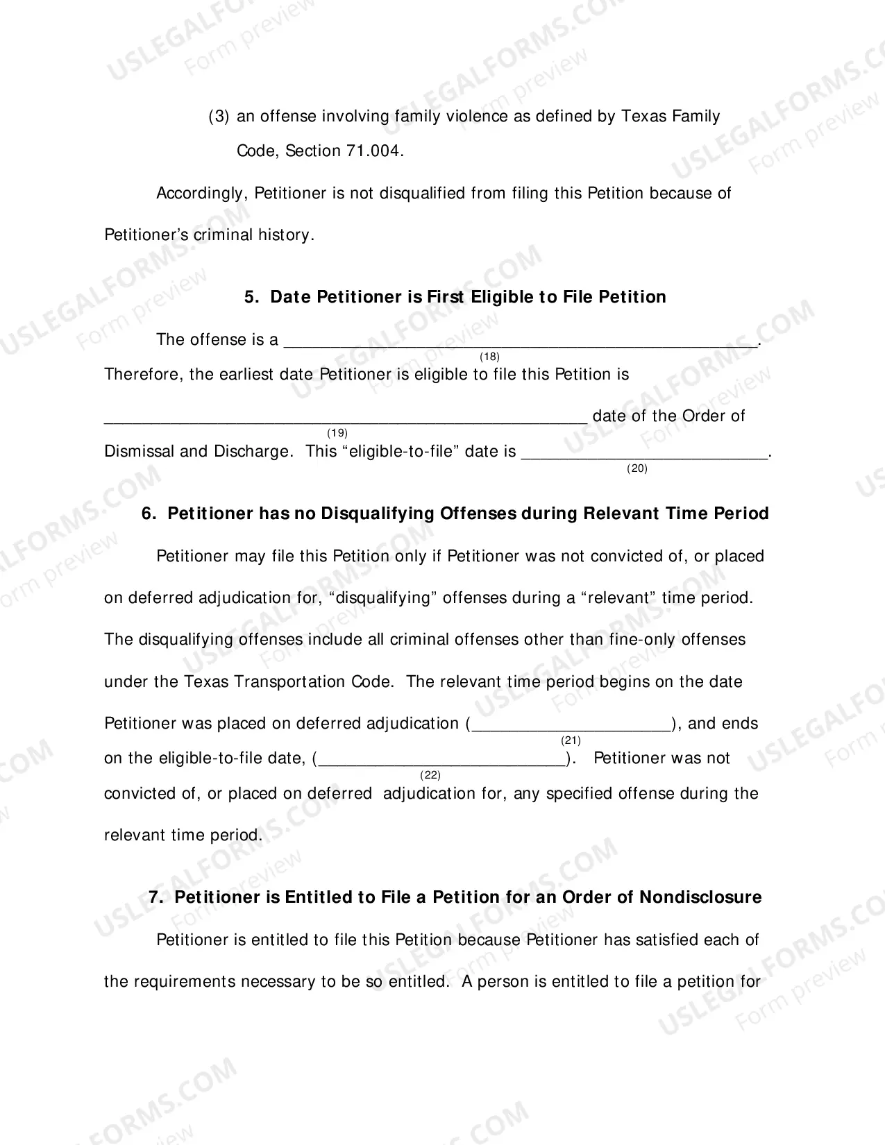 Preview Petition for Order of Non-Disclosure