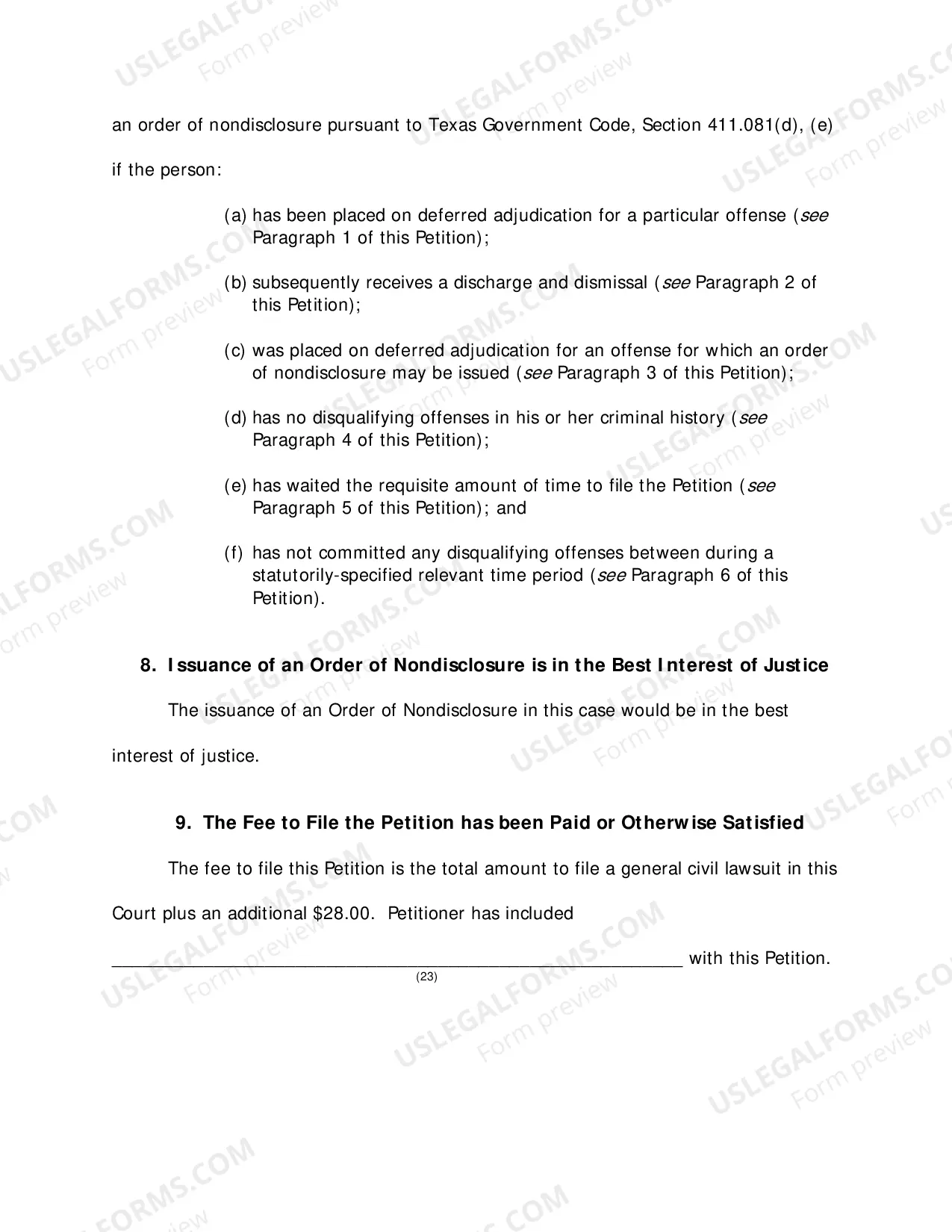 Preview Petition for Order of Non-Disclosure