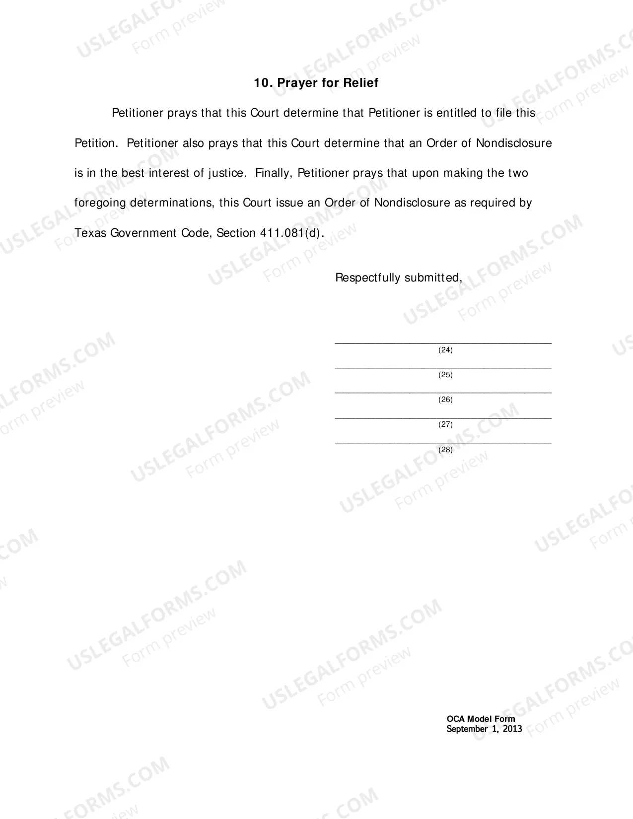 Preview Petition for Order of Non-Disclosure