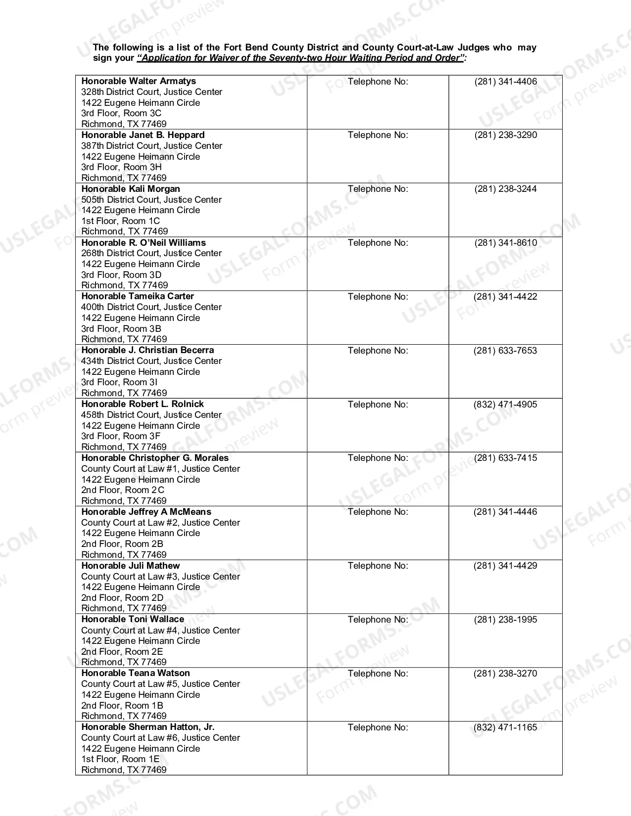 Preview Application for Waiver of The Seventy-Two Hour Waiting Period