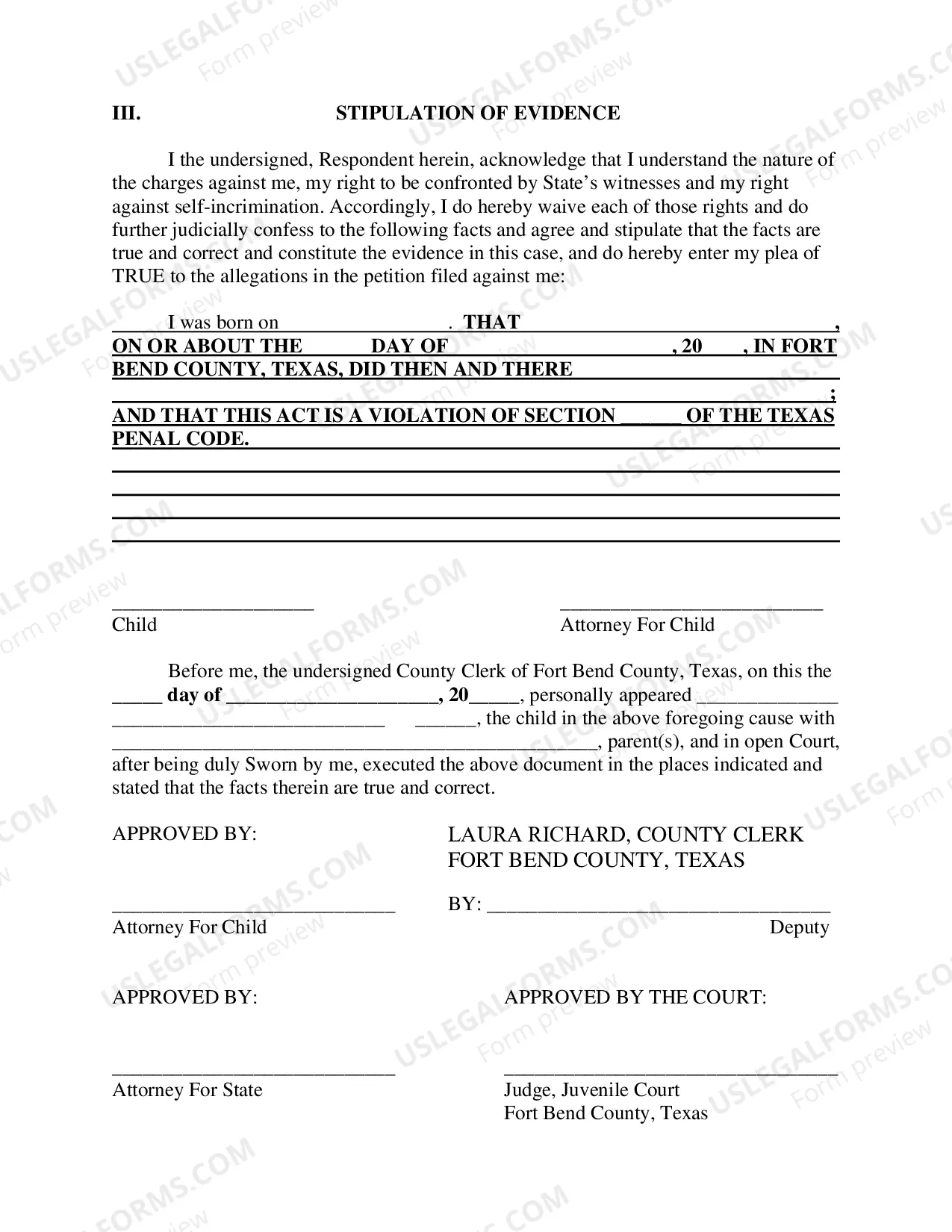 Preview Stipulations And Waivers