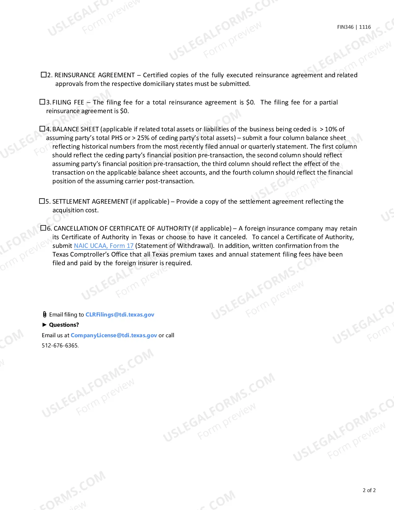 Preview Checklist for Total and Partial Reinsurance Agreements Involving Foreign Insurance Companies