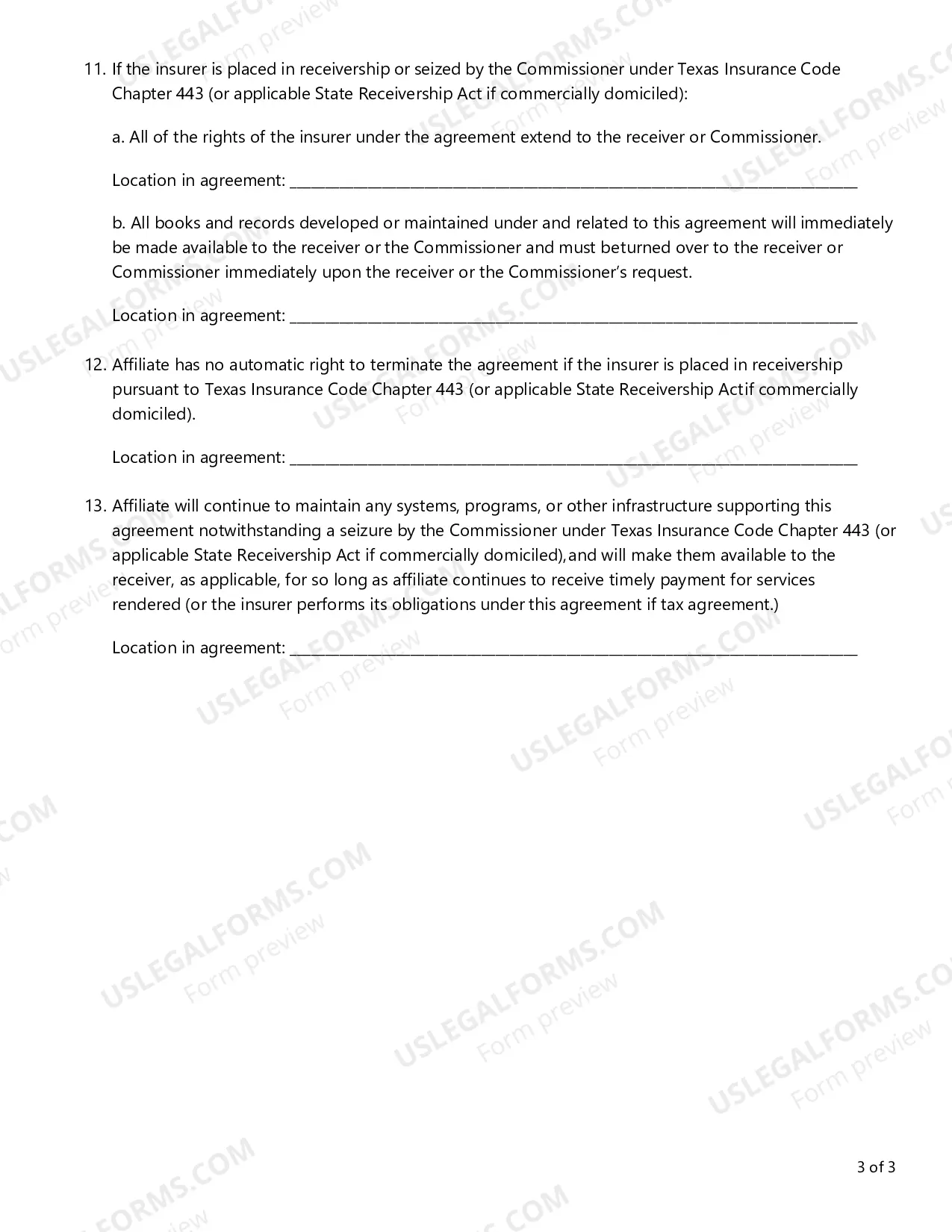 Preview Service Agreement Checklist