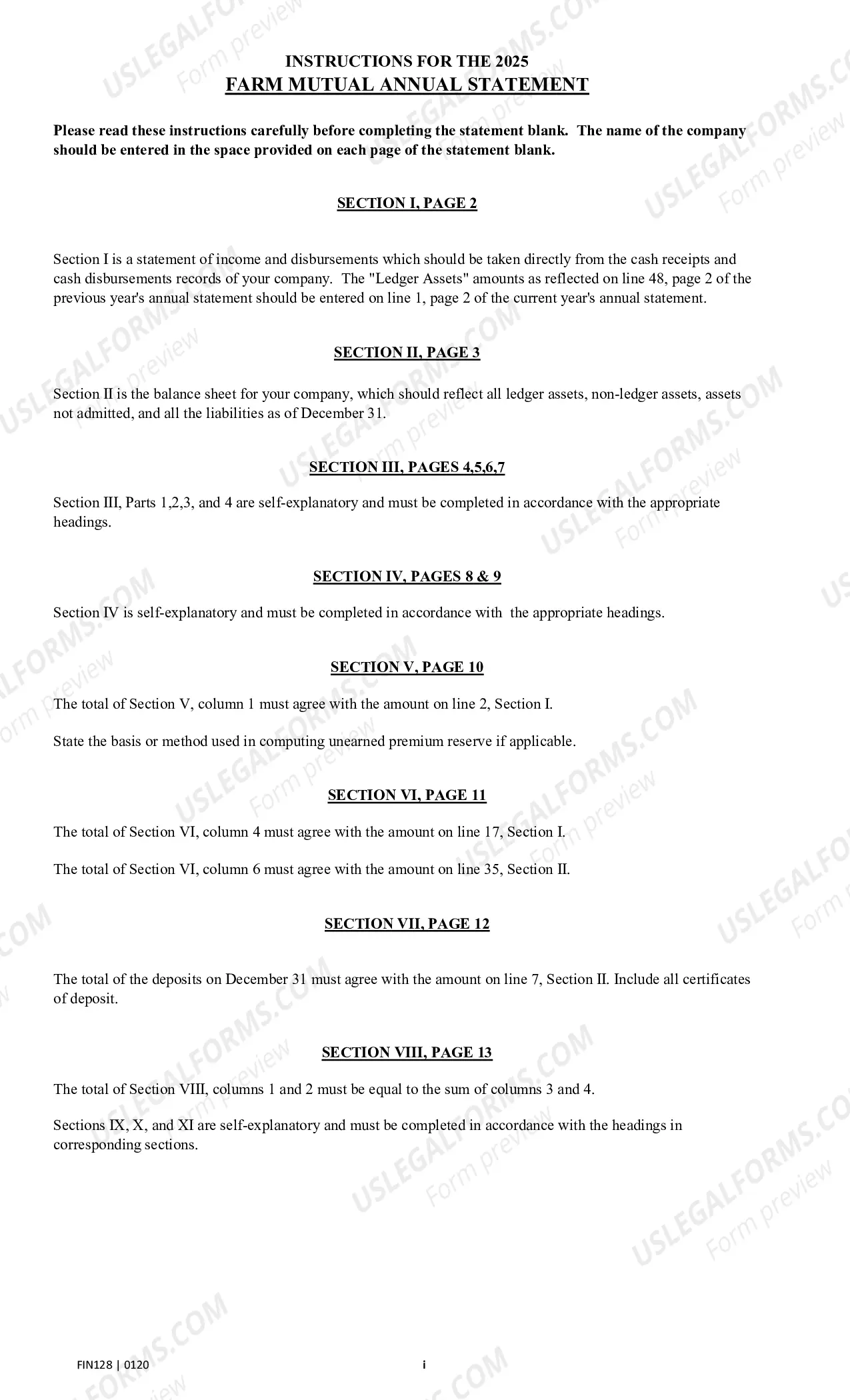 Preview Annual Statement Blank - Farm Mutual Companies