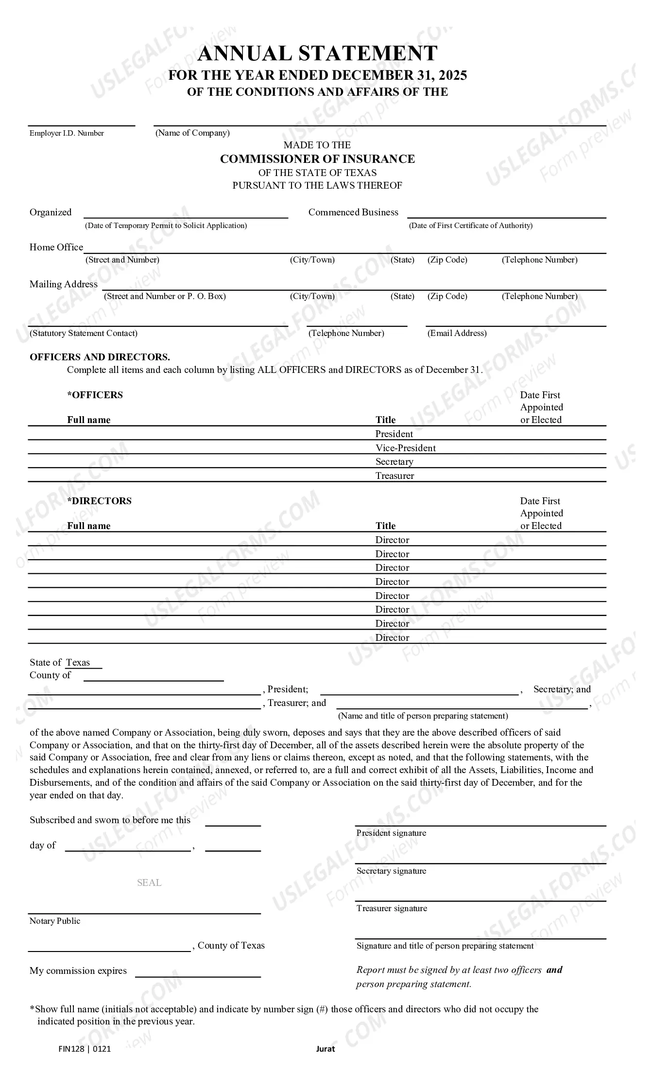 Preview Annual Statement Blank - Farm Mutual Companies